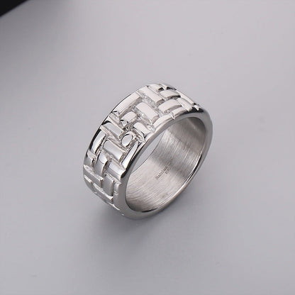 Round Stainless Steel Men's Back-shaped Glossy Ring