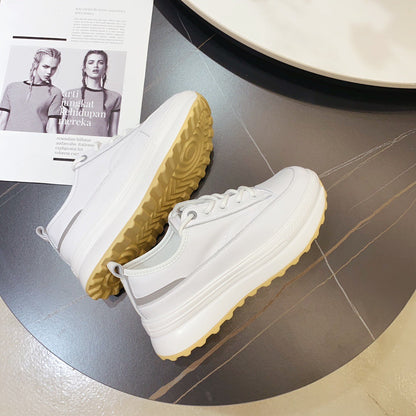 Cowhide Sponge Cake Platform Shoes