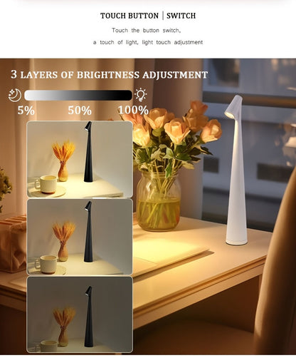 Rechargeable Touch LED Table Lamp – 3 Color Dimmable Light for Reading & Bedroom