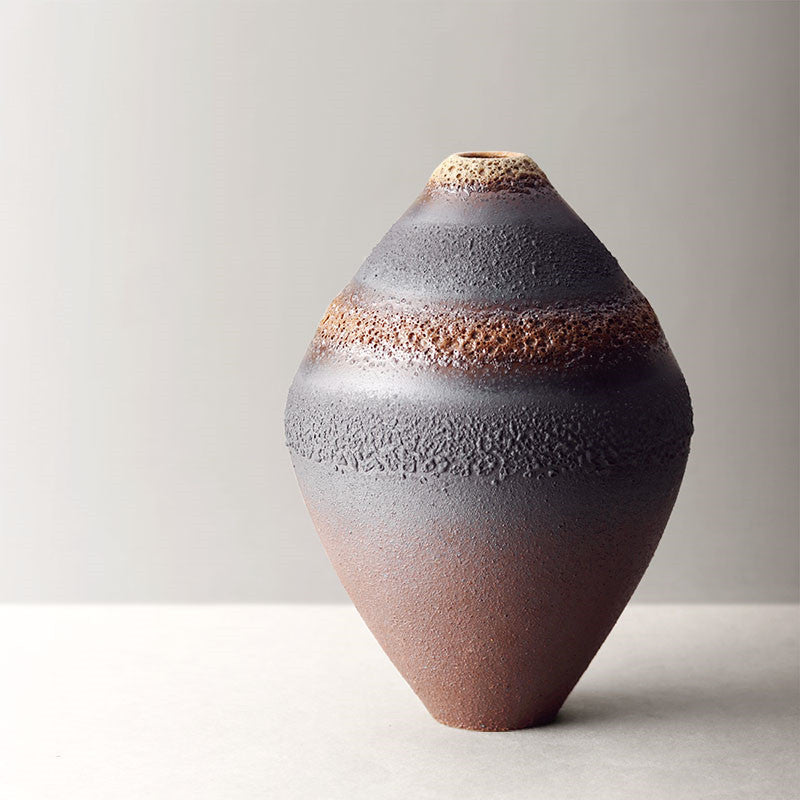Vase en céramique fait main de style japonais, en grès, pour fleurs, décoration d'intérieur zen