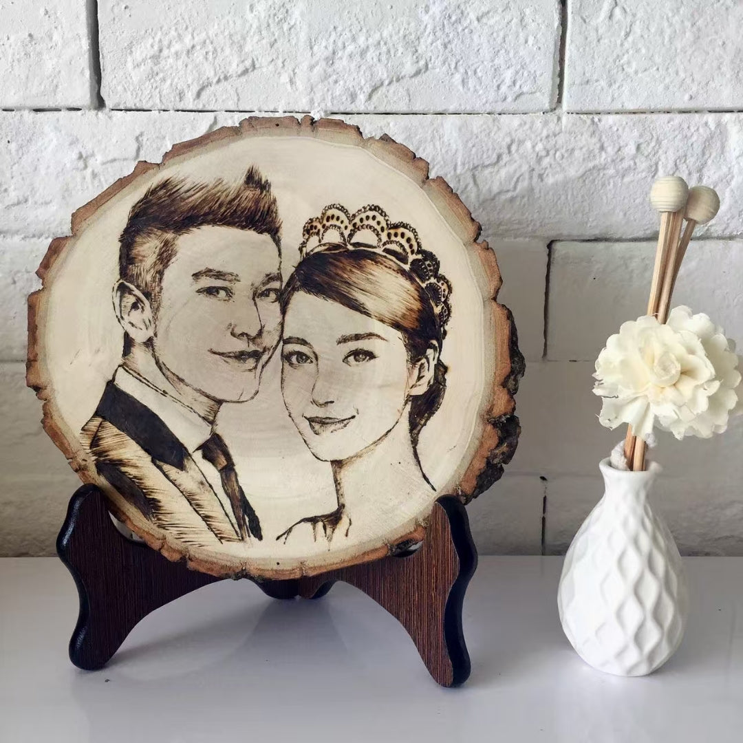 Cadre photo personnalisé en fer forgé sur copeau de bois Décoration d'intérieur faite à la main