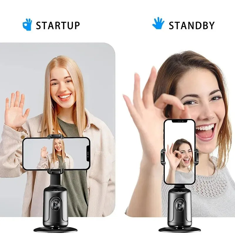 Cardan de suivi de visage automatique 360 Cardan intelligent AI Suivi de visage Support de téléphone automatique pour téléphone intelligent Vidéo Vlog Trépied stabilisateur en direct