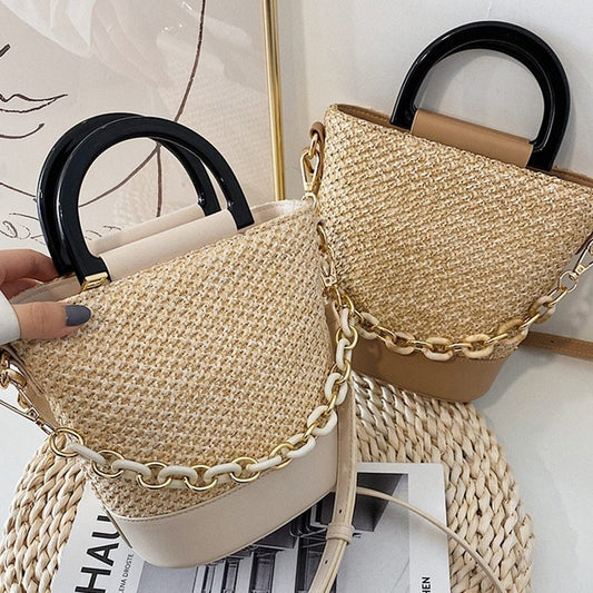 Bolso pequeño de paja para mujer Bandolera