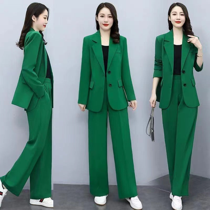 Ensemble deux pièces de tailleur-pantalon à jambes larges pour femme