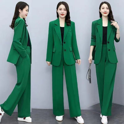 Ensemble deux pièces de tailleur-pantalon à jambes larges pour femme