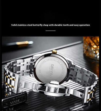 Stainless Steel With Double Calendar Quartz Watch Waterproof Luminous
