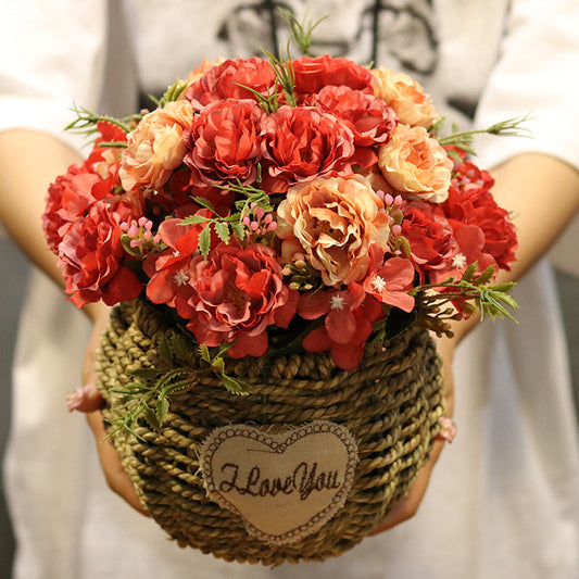 Family Dining Table Wedding Supplies Plastic Peony Bouquet Props