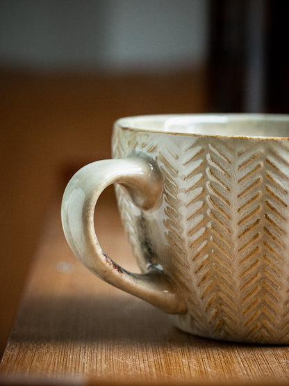 Taza de Desayuno Retro Relieve Con Defectos Sutiles