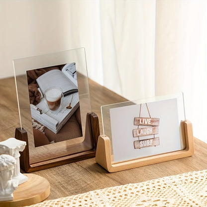 6 Inch Acrylic Photo Frame U Shaped Wood Desktop Picture Frame