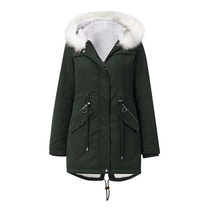 Women's Cotton-padded Coat White Fur Collar Parka