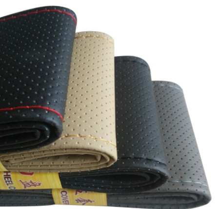 Housses de volant DIY en cuir tressé ultra doux avec aiguille et fil pour accessoires intérieurs de voiture