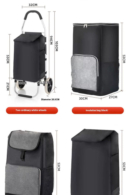Upgraded Portable Folding Supermarket Cart
