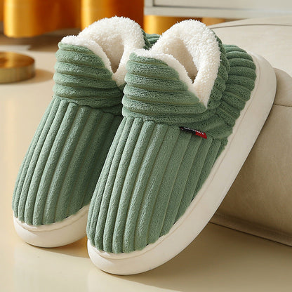 Nouvelles pantoufles en coton pour femmes Chaussons chauds en coton en peluche polaire duveteuse