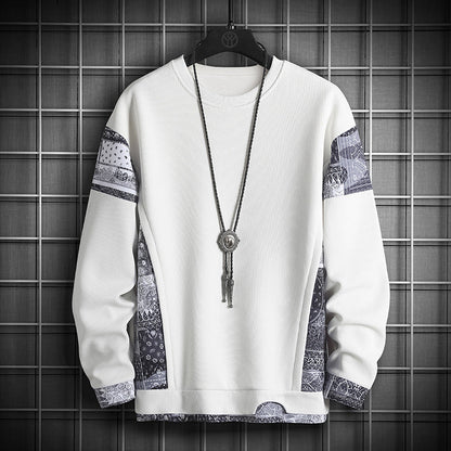Men's Plus Size Waffle Contrast Color Stitching Sweatshirt