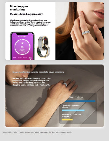 Bague connectée 2024 pour hommes et femmes, surveillance de la fréquence cardiaque et de l'oxygène sanguin, modes multisports, étanche IP68, pour Android et iOS