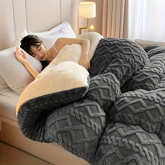 Couverture d'hiver épaisse pour lit, en flanelle douce et cachemire d'agneau artificiel, couette chaude, douillette et confortable