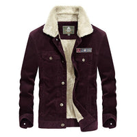 Stand collar corduroy men's loose large size jacket plus velvet thick coat