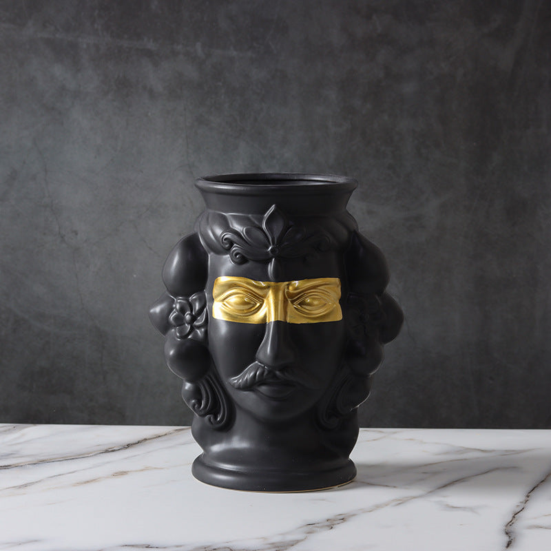 Human Face, Head Shape, Ceramic Vase, Handicraft Ornaments