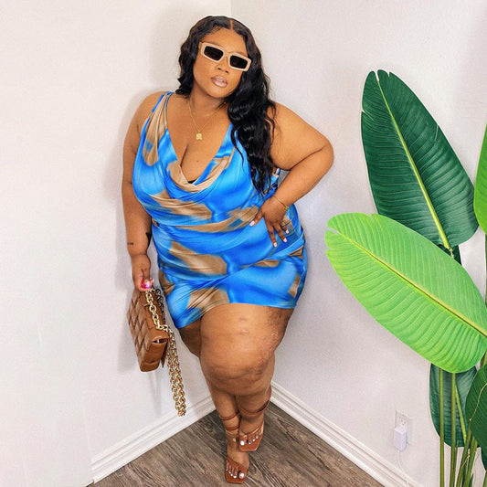 Robe d'été décontractée imprimée ample grande taille