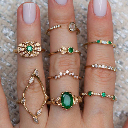 Women's Vintage Water Drop Diamond Ring Suit