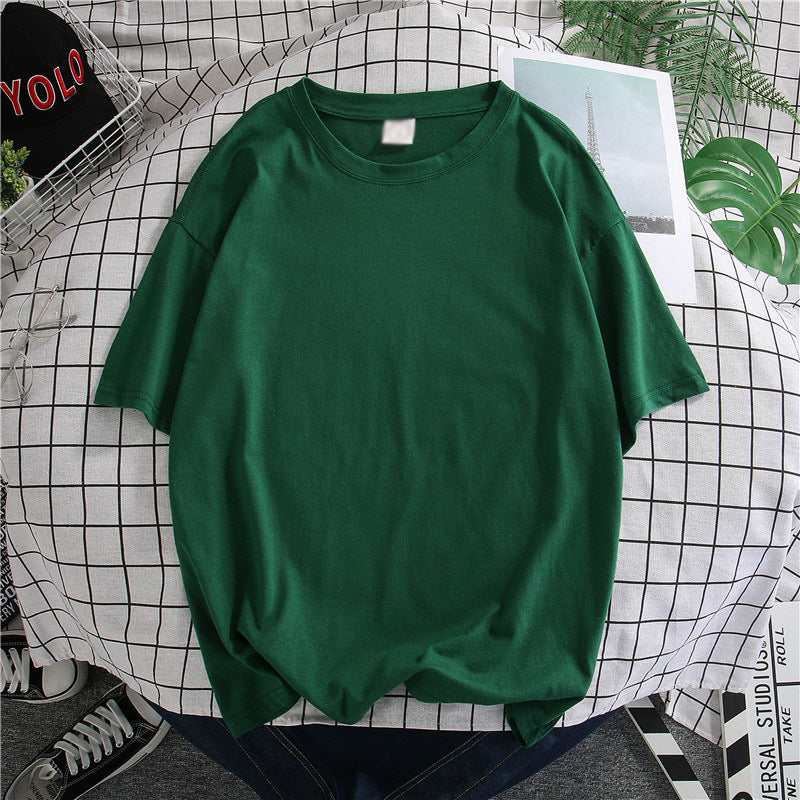 Hong Kong Style Men’s Solid T-Shirt – Loose Mid-Sleeve | S–5XL