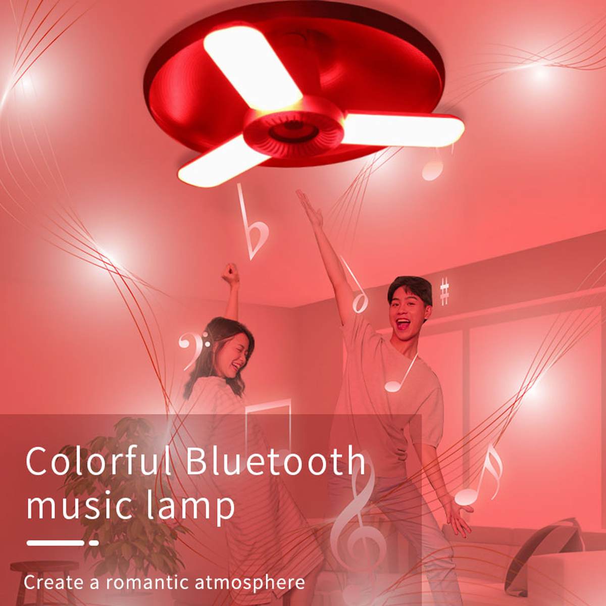 Lampe de musique Bluetooth pliante à trois feuilles RVB