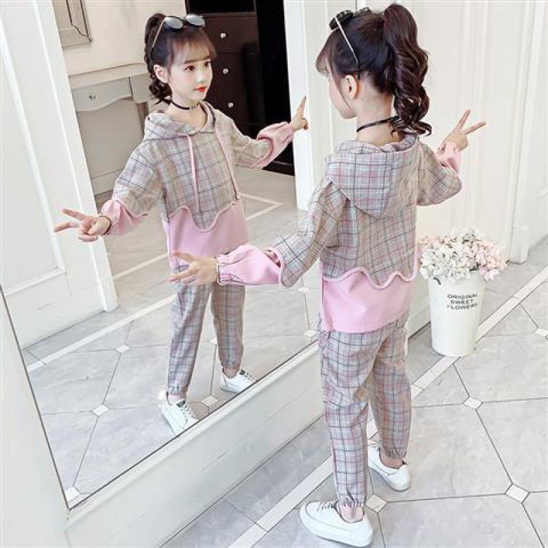 Ensemble de sport et de loisir à carreaux pour enfants tendance