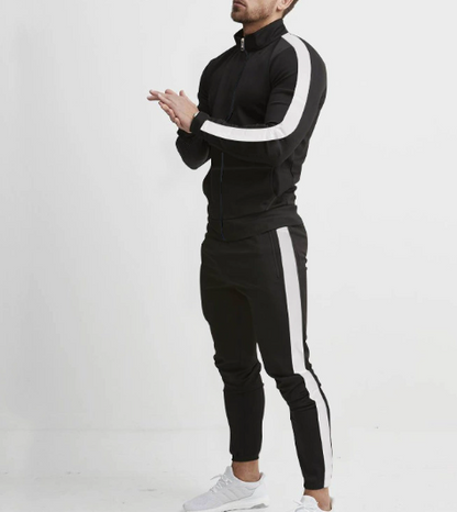 Men's Hooded Zip-Up Athletic Tracksuit Set – Slim Fit Muscle Workout Suit for Gym & Casual Wear