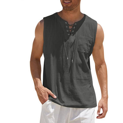 Men’s Summer Tank Vest – Shirt Collar Tie Short Sleeve T-Shirt | Multiple Colors