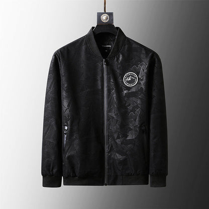 BLACK  Plus Size Loose Clothes Men's Stand-up Collar Jacket
