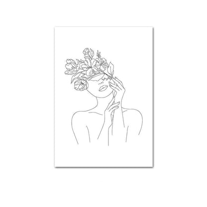 Abstract Botanical Canvas Drawing Style  Home Decor