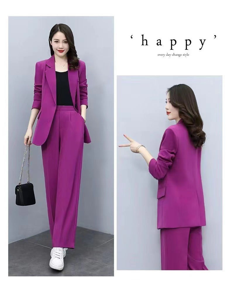 Ensemble deux pièces de tailleur-pantalon à jambes larges pour femme