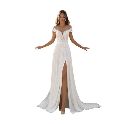 Robe de mariée grande taille avec applique pour femme