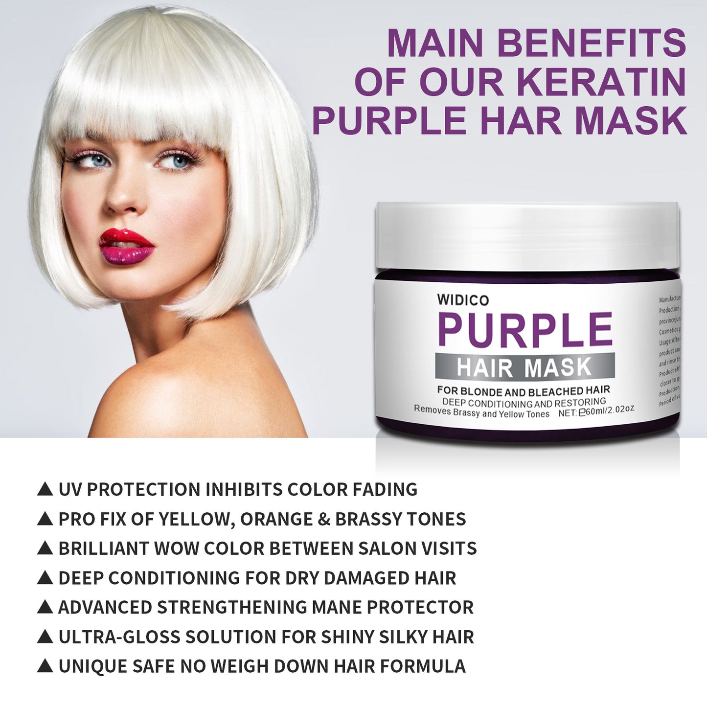 Purple Shampoo for Yellow Tone Removal – Brass Neutralizing Hair Care for Blonde, Silver & Gray Hair