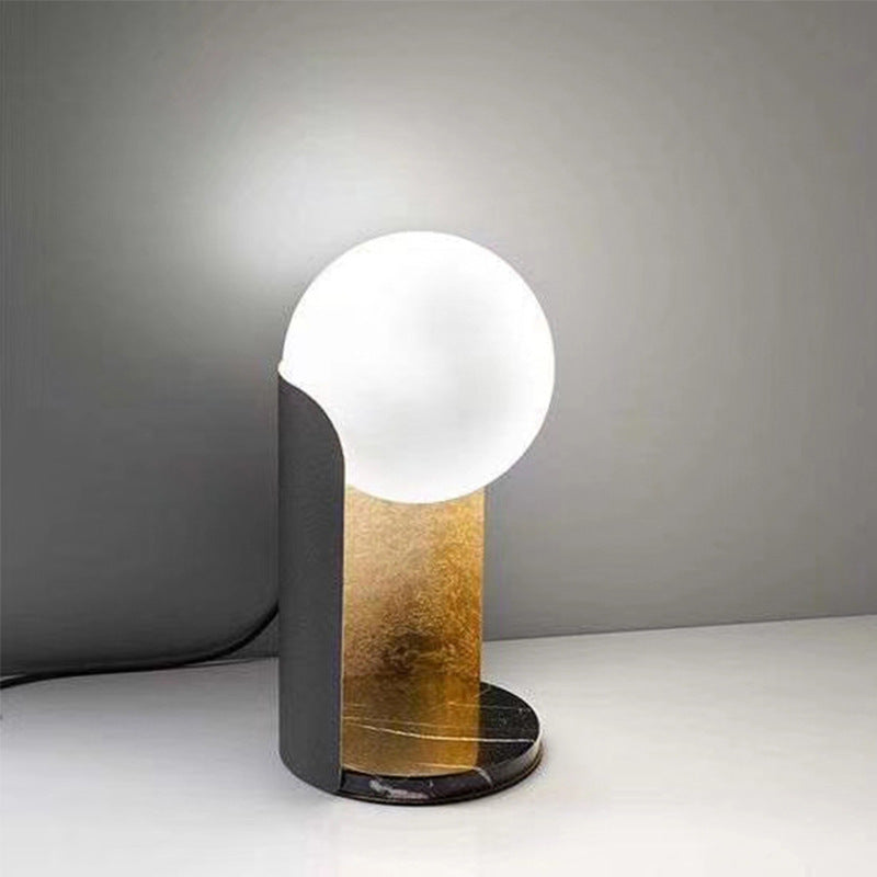Lámpara de Mesa de Mármol Bola de Cristal para Dormitorio Mesita de Noche