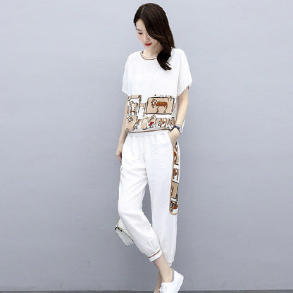 Fashion Sports Suit Women's Plus Size Women's Short-sleeved Two-piece Suit