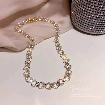 Collier ras-du-cou personnalisé en perles tressées courtes pour femme de style français