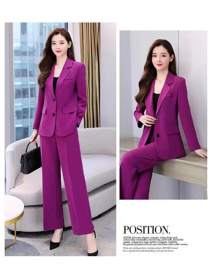 Ensemble deux pièces de tailleur-pantalon à jambes larges pour femme