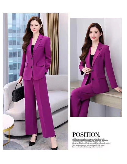 Ensemble deux pièces de tailleur-pantalon à jambes larges pour femme