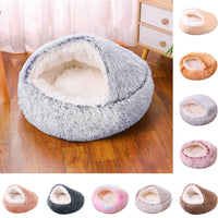 Deep Sleep Half-pack Semi-enclosed Dual-use Plush Round Pet Bed