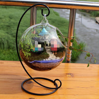 Vase en verre créatif à suspendre en fer forgé