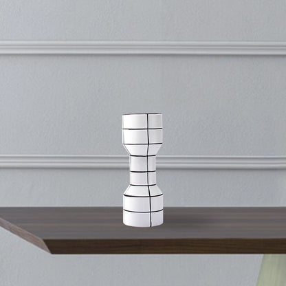 Modern Simple Nordic Creative Home White Ceramic Vase Fashion Stripe Handicraft Ornament Home Decoration