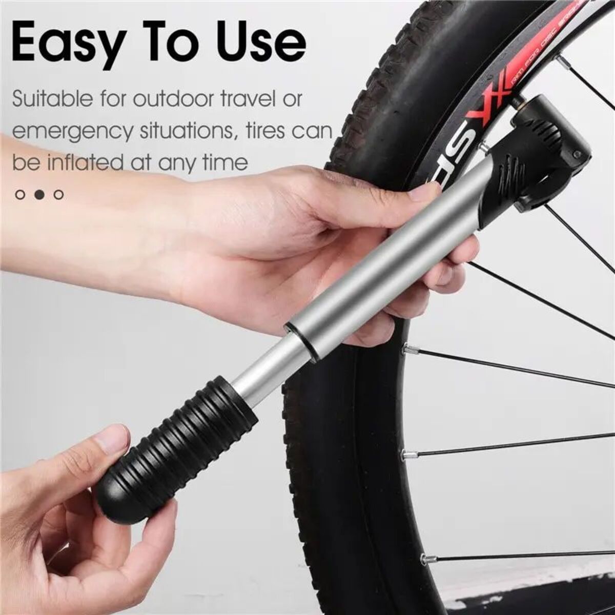 BIKING Bomba de aire portátil para bicicleta, mini bomba de mano para ciclismo, inflador de neumáticos de bola, válvula Schrader Presta, accesorios para bicicleta de carretera