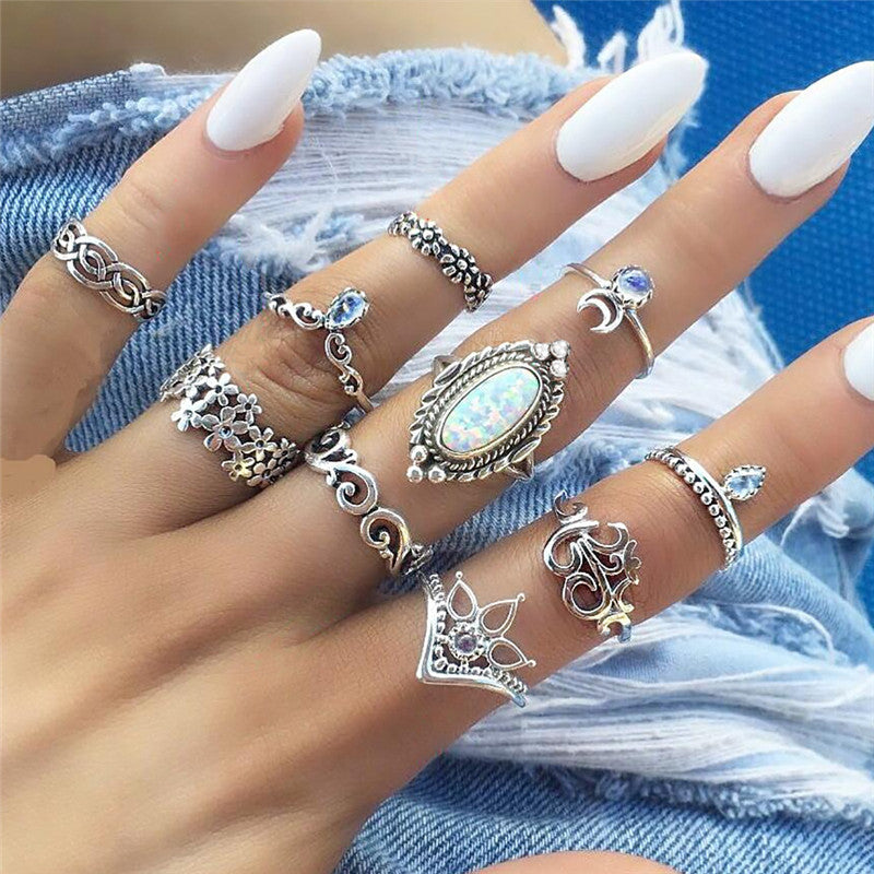 Women's Vintage Water Drop Diamond Ring Suit