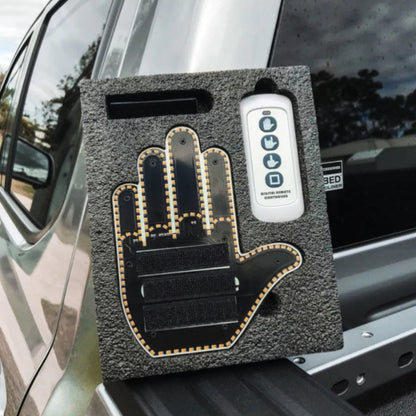 Drôle nouvelle lumière de geste éclairée par LED, lumière de doigt de voiture avec télécommande, panneaux de colère de la route, lumière de geste de doigt du milieu, lampe à main