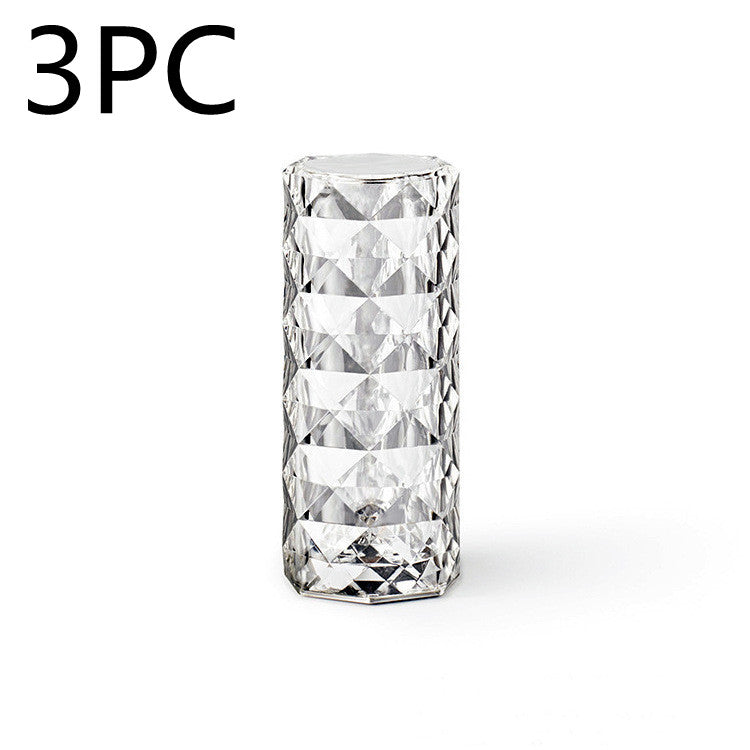 Lampe en cristal nordique USB Lampe de table Chambre tactile variateur Lampe d'ambiance diamant Lampe de projecteur rose Décoration