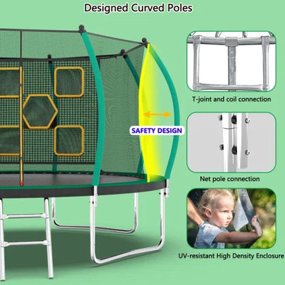 14FT Trampoline with Enclosure & Ladder – ASTM Approved