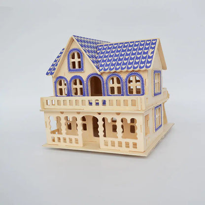Puzzle 3D en bois - Modèle de maison (Villa Égéenne)