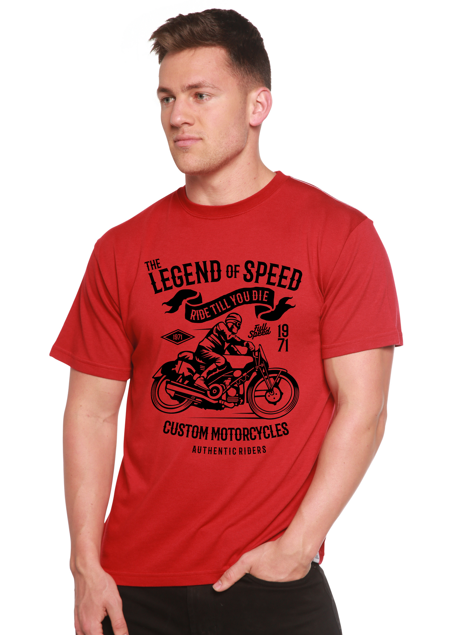 T-shirt graphique à manches courtes en viscose de bambou et coton biologique The Legend of Speed Spun Bamboo® pour hommes