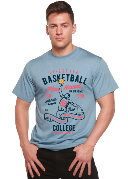 T-shirt graphique à manches courtes en viscose de bambou/coton biologique pour homme Life Style Basketball